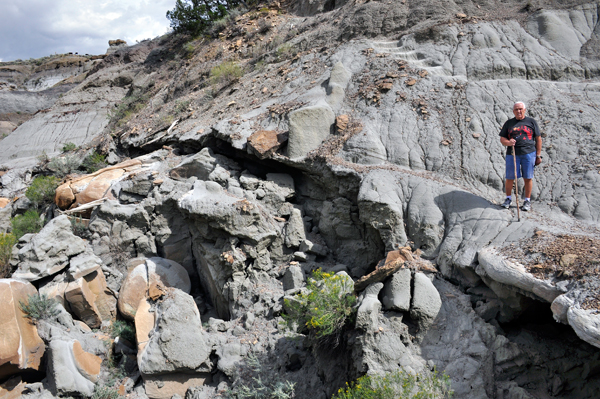 Lee Duquette on the Natural Bridge in Makoshika State Park